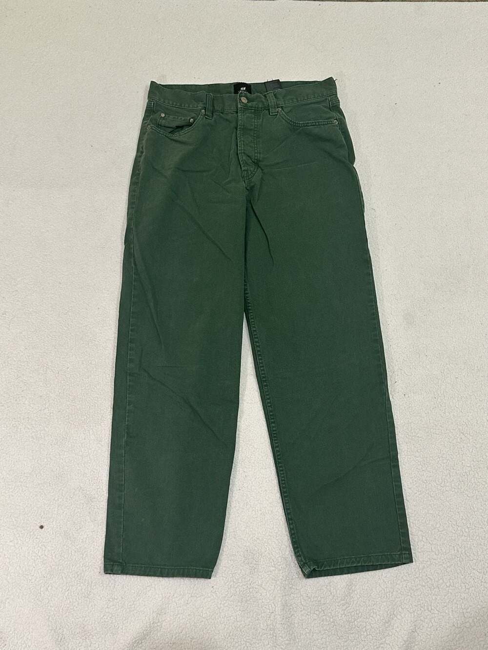 H&M Loose Fit Forest Green Cotton Pants Size 32